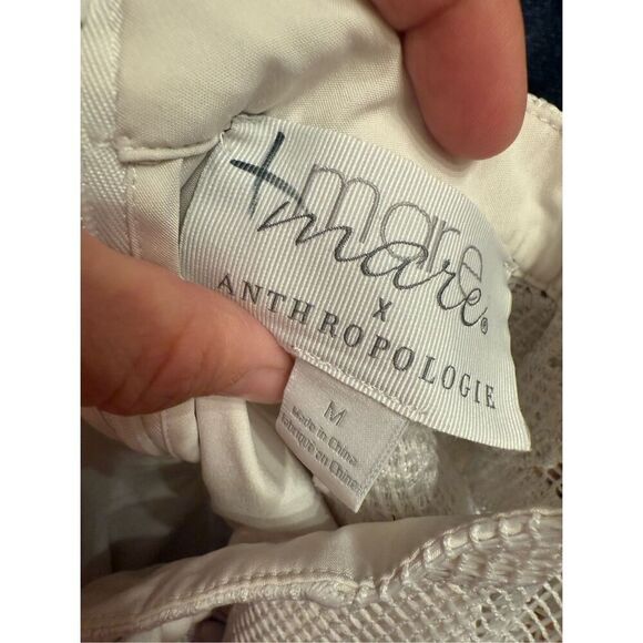 Anthropologie Mare Mare Off White Embroidered Floral Netted Mini Dress Medium - Picture 7 of 9
